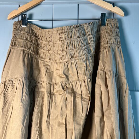 Lucky Brand Smocked Poplin Maxi Skirt in Tan Size XXL NEW - Picture 6 of 8